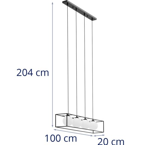 Lampa sufitowa nowoczesna 4 punktowa G9 - szklane kule w ramie UNIPRODO Lampa sufitowa nowoczesna 4 punktowa G9 - szklane kule w ramie UNIPRODO
