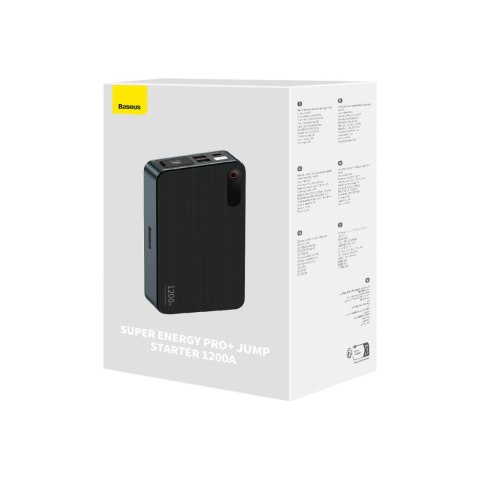 3w1 Rozruch auta Jump Starter 1200A + powerbank 7200mAh + latarka LED - czarny BASEUS 3w1 Rozruch auta Jump Starter 1200A + powerbank 7200mAh + latarka LED - czarny BASEUS