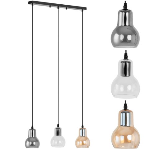 Lampa sufitowa nowoczesna 3 punktowa E27 - szklane dzwonki UNIPRODO Lampa sufitowa nowoczesna 3 punktowa E27 - szklane dzwonki UNIPRODO