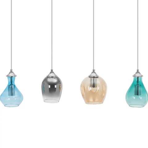 Lampa sufitowa nowoczesna 4 punktowa E27 - szklane klosze UNIPRODO Lampa sufitowa nowoczesna 4 punktowa E27 - szklane klosze UNIPRODO