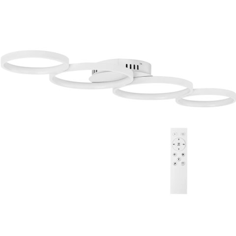 Lampa sufitowa nowoczesna LED z pilotem - 4 białe okręgi UNIPRODO Lampa sufitowa nowoczesna LED z pilotem - 4 białe okręgi UNIPRODO