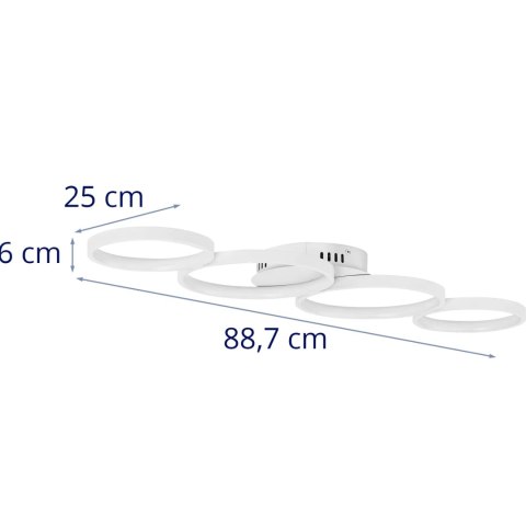 Lampa sufitowa nowoczesna LED z pilotem - 4 białe okręgi UNIPRODO Lampa sufitowa nowoczesna LED z pilotem - 4 białe okręgi UNIPRODO