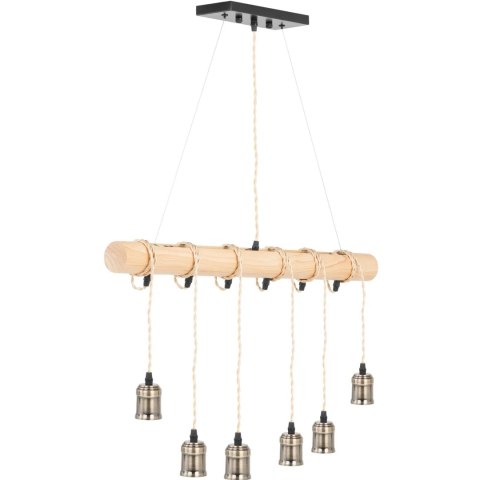 Lampa sufitowa wisząca LOFT 6 punktowa E27 - drewniana belka UNIPRODO Lampa sufitowa wisząca LOFT 6 punktowa E27 - drewniana belka UNIPRODO