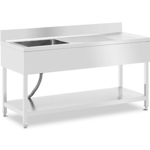 Zlew basen jednokomorowy z ociekaczem półką i rantem lewy 160 x 60 x 97 cm Royal Catering Zlew basen jednokomorowy z ociekaczem półką i rantem lewy 160 x 60 x 97 cm Royal Catering
