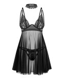 Koszula Donarella babydoll + stringi Czarny M/L