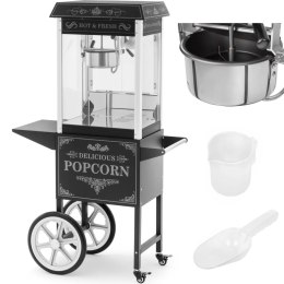Profesjonalna maszyna do popcornu na wózku z oświetleniem RETRO 88 l 1600 W czarna Royal Catering