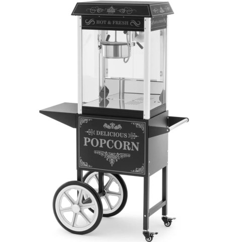 Profesjonalna maszyna do popcornu na wózku z oświetleniem RETRO 88 l 1600 W czarna Royal Catering Profesjonalna maszyna do popcornu na wózku z oświetleniem RETRO 88 l 1600 W czarna Royal Catering