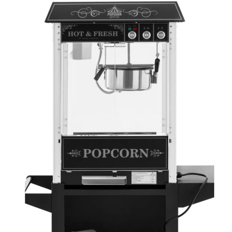 Profesjonalna maszyna do popcornu na wózku z oświetleniem RETRO 88 l 1600 W czarna Royal Catering Profesjonalna maszyna do popcornu na wózku z oświetleniem RETRO 88 l 1600 W czarna Royal Catering