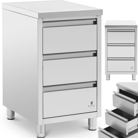 Szafka gastronomiczna wolnostojąca 3 szuflady STAL 50 x 60 x 87 cm Royal Catering Szafka gastronomiczna wolnostojąca 3 szuflady STAL 50 x 60 x 87 cm Royal Catering