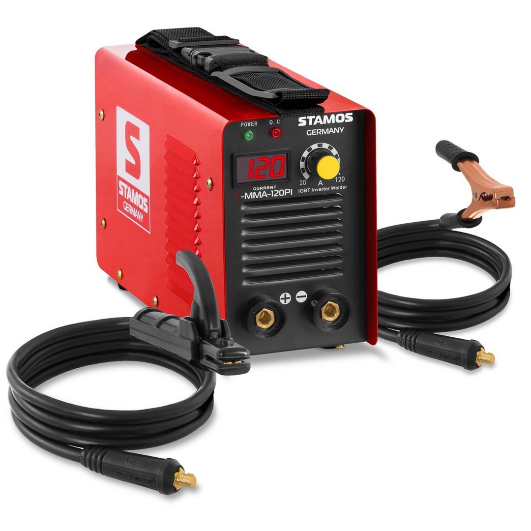 Kompaktowa niezawodna spawarka MMA IGBT Hot Start 120A 230V S-MMA-120PI Stamos Germany Kompaktowa niezawodna spawarka MMA IGBT Hot Start 120A 230V S-MMA-120PI Stamos Germany