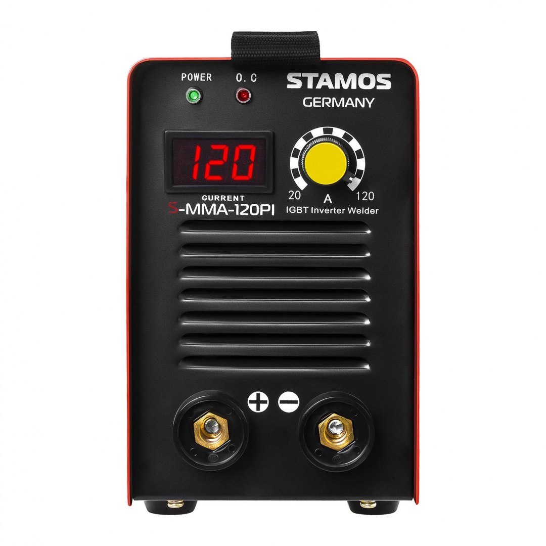 Kompaktowa niezawodna spawarka MMA IGBT Hot Start 120A 230V S-MMA-120PI Stamos Germany Kompaktowa niezawodna spawarka MMA IGBT Hot Start 120A 230V S-MMA-120PI Stamos Germany