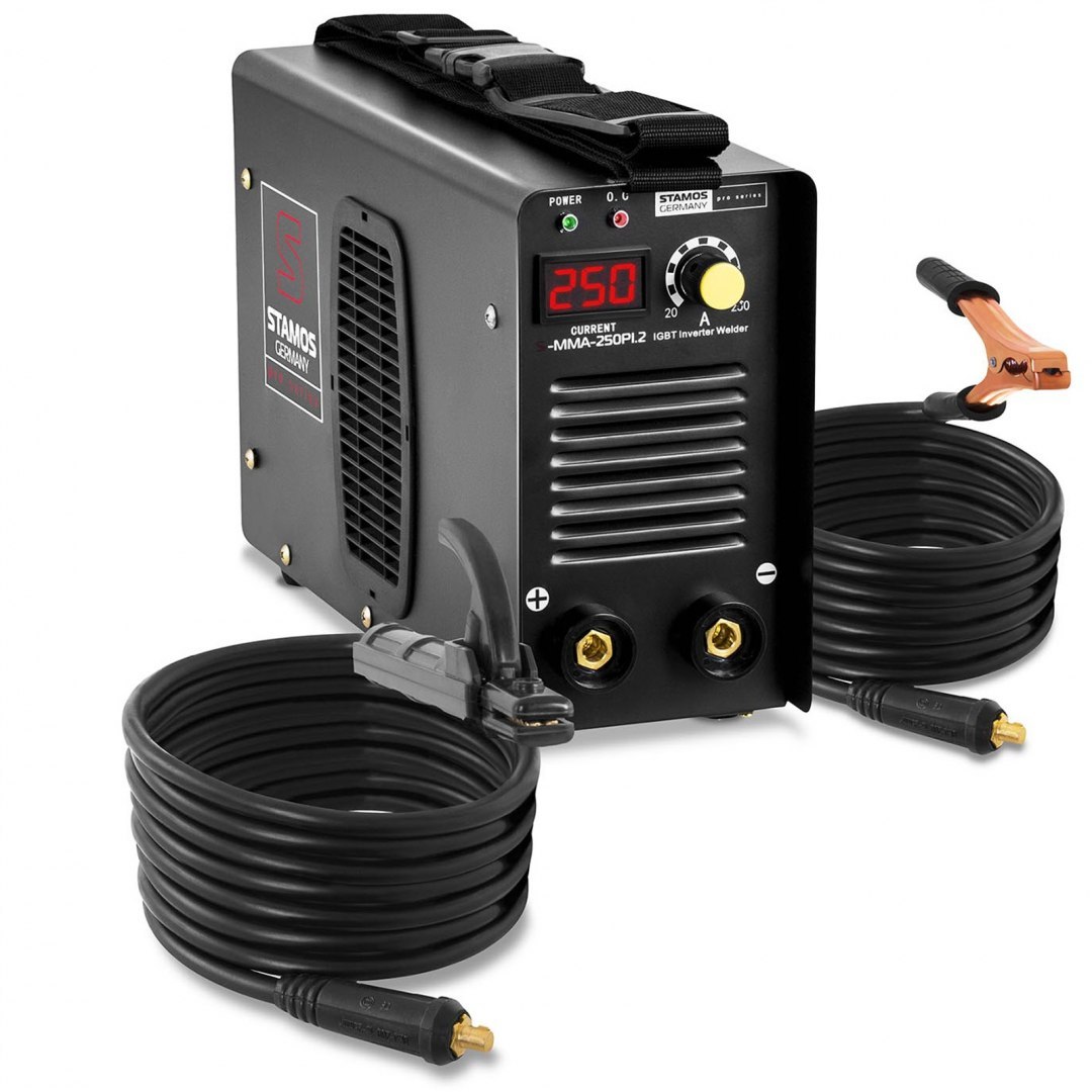 Kompaktowa niezawodna spawarka MMA IGBT z wyświetlaczem LED 250A 230V S-MMA-250PI.2 Stamos Germany Kompaktowa niezawodna spawarka MMA IGBT z wyświetlaczem LED 250A 230V S-MMA-250PI.2 Stamos Germany