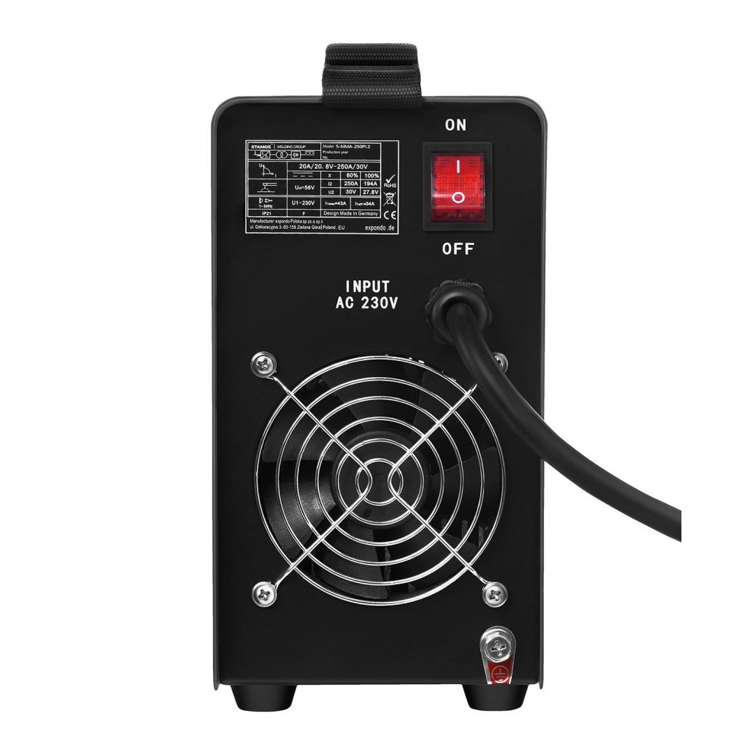 Kompaktowa niezawodna spawarka MMA IGBT z wyświetlaczem LED 250A 230V S-MMA-250PI.2 Stamos Germany Kompaktowa niezawodna spawarka MMA IGBT z wyświetlaczem LED 250A 230V S-MMA-250PI.2 Stamos Germany