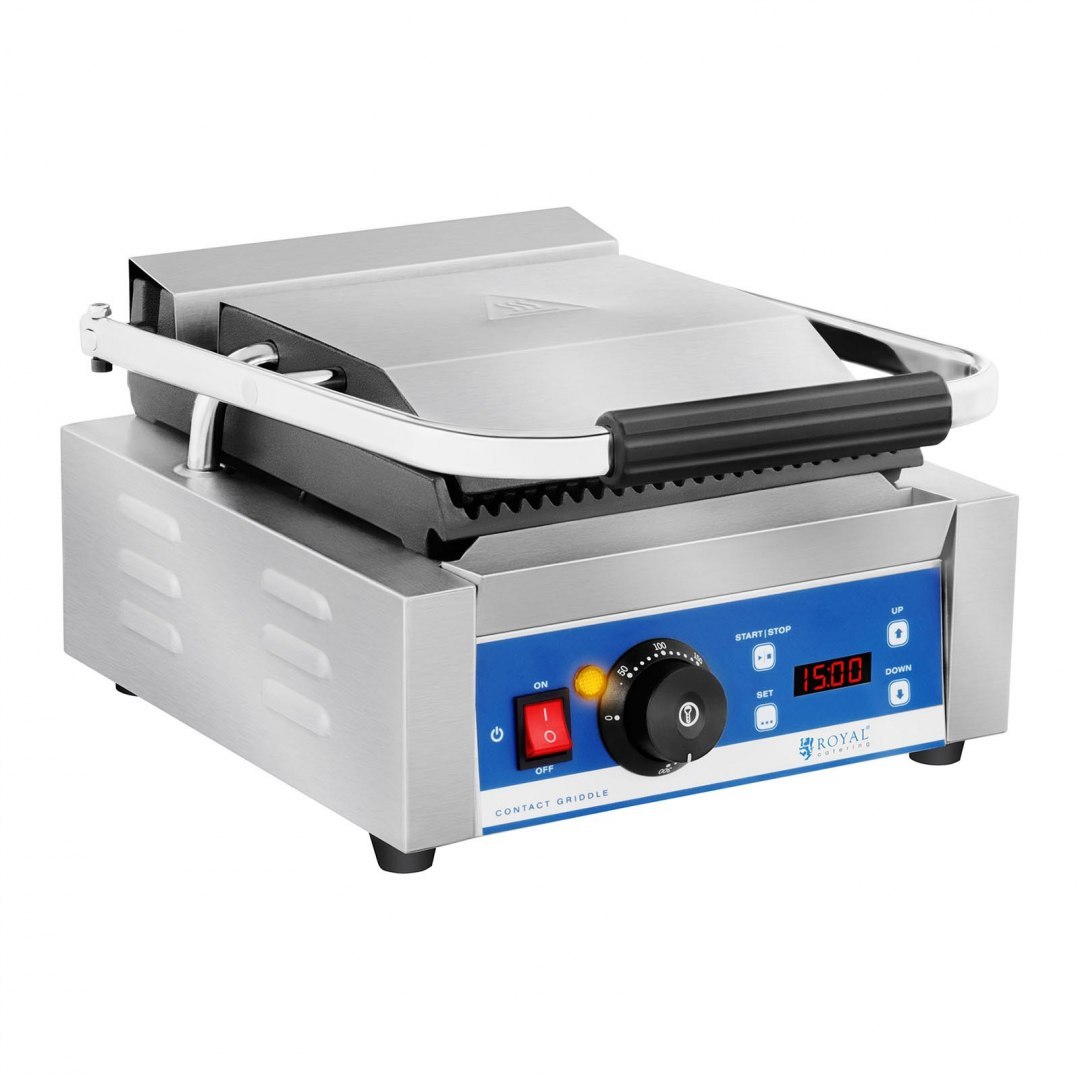 Kontakt grill elektryczny kontaktowy z wyświetlaczem LED żeliwne płyty 1800W Royal Catering Kontakt grill elektryczny kontaktowy z wyświetlaczem LED żeliwne płyty 1800W Royal Catering