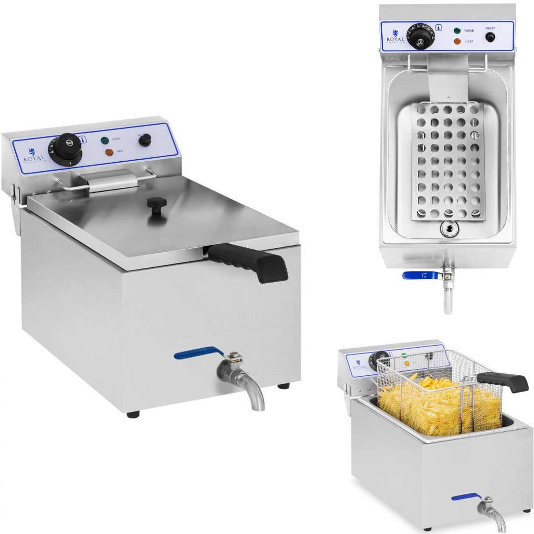 Profesjonalna frytownica do frytek ryb z kranem 3000W 17L Royal Catering RCEF 15E Royal Catering Profesjonalna frytownica do frytek ryb z kranem 3000W 17L Royal Catering RCEF 15E Royal Catering