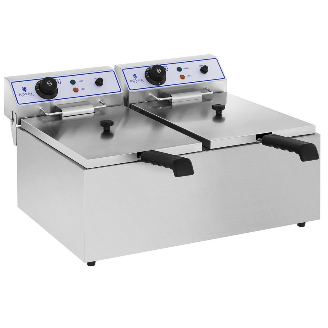 Profesjonalna podwójna frytownica do frytek ryb 6000W 2 x 17L Royal Catering RCEF 15D Royal Catering Profesjonalna podwójna frytownica do frytek ryb 6000W 2 x 17L Royal Catering RCEF 15D Royal Catering