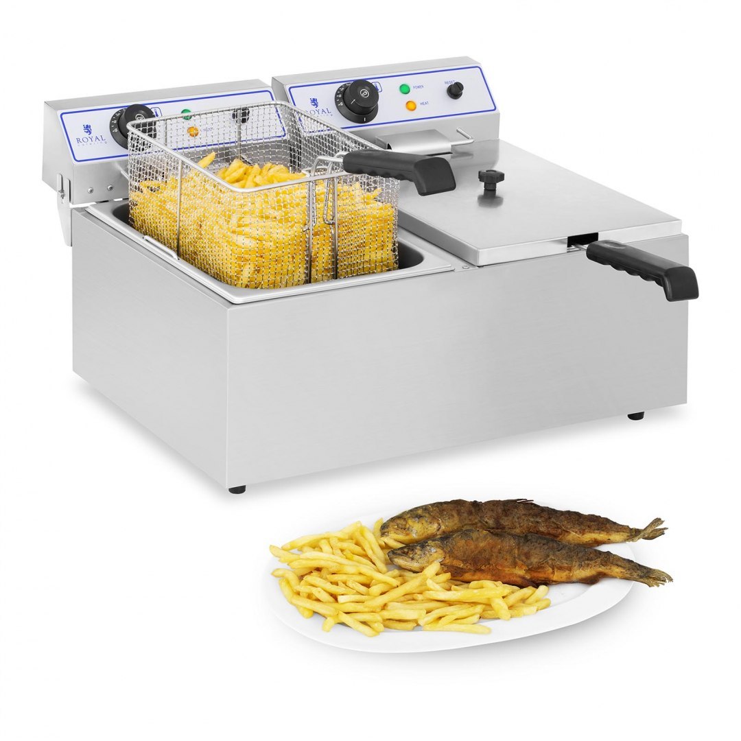 Profesjonalna podwójna frytownica do frytek ryb 6000W 2 x 17L Royal Catering RCEF 15D Royal Catering Profesjonalna podwójna frytownica do frytek ryb 6000W 2 x 17L Royal Catering RCEF 15D Royal Catering