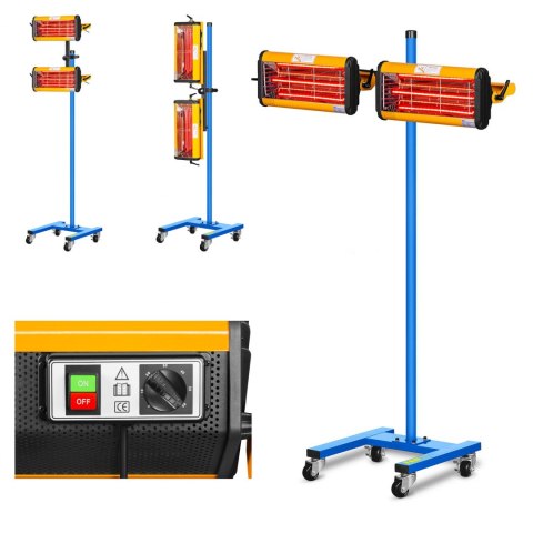 Promiennik ciepła podczerwieni lakierniczny do suszenia farb na statywie 2200W IR-DRYER2000.2 MSW Promiennik ciepła podczerwieni lakierniczny do suszenia farb na statywie 2200W IR-DRYER2000.2 MSW
