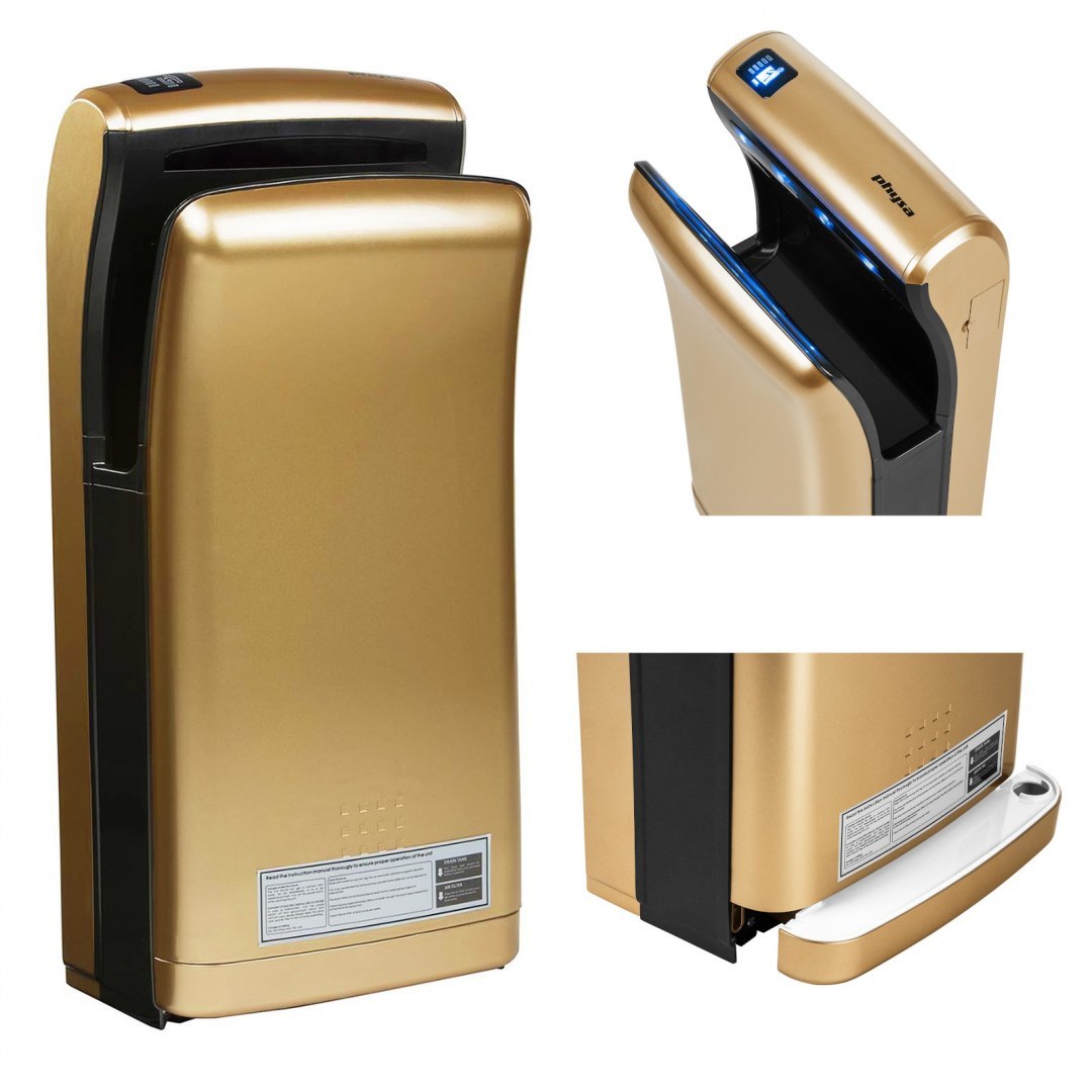 Suszarka kieszeniowa ścienna do rąk elektryczna złota 1200W Physa Bari gold Physa Suszarka kieszeniowa ścienna do rąk elektryczna złota 1200W Physa Bari gold Physa