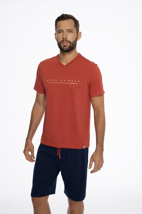 Piżama Emmet 41290-33X Czerwono-Granatowy Czerwono-Granatowy XXL