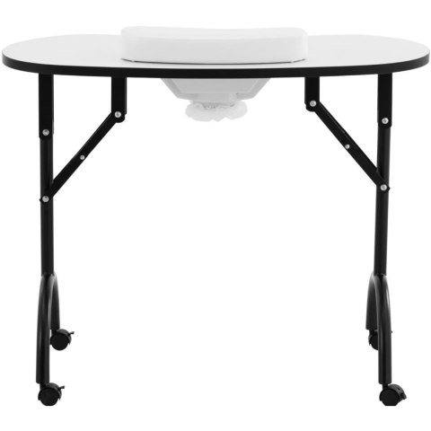 Biurko stolik do manicure kosmetyczny z pochłaniaczem pyłu składany na kółkach 90 x 42 x 73 cm biały Physa Biurko stolik do manicure kosmetyczny z pochłaniaczem pyłu składany na kółkach 90 x 42 x 73 cm biały Physa