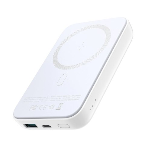 Mini Power Bank 10000mAh magnetyczny z ładowarką QC PD USB USB-C biały JOYROOM Mini Power Bank 10000mAh magnetyczny z ładowarką QC PD USB USB-C biały JOYROOM