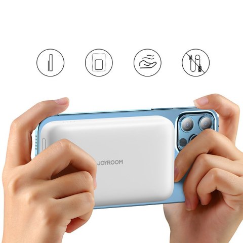 Mini Power Bank 10000mAh magnetyczny z ładowarką QC PD USB USB-C biały JOYROOM Mini Power Bank 10000mAh magnetyczny z ładowarką QC PD USB USB-C biały JOYROOM