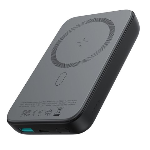 Mini Power Bank 10000mAh magnetyczny z ładowarką QC PD USB USB-C czarny JOYROOM Mini Power Bank 10000mAh magnetyczny z ładowarką QC PD USB USB-C czarny JOYROOM
