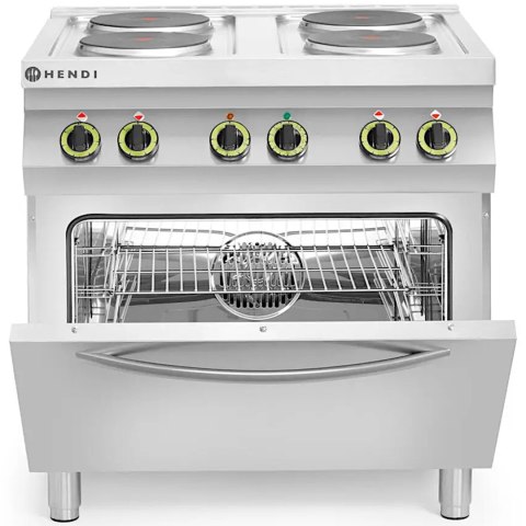 Kuchnia elektryczna 4 płyty z piekarnikiem konwekcyjnym GN1/1 Kitchen Line - Hendi 225936 Hendi