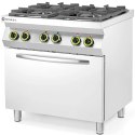 Kuchnia gazowa 4 palniki z elektrycznym piekarnikiem konwekcyjnym GN1/1 Kitchen Line - Hendi 225882 Hendi
