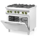 Kuchnia gazowa 4 palniki z elektrycznym piekarnikiem konwekcyjnym GN1/1 Kitchen Line - Hendi 225882 Hendi
