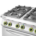 Kuchnia gazowa 4 palniki z elektrycznym piekarnikiem konwekcyjnym GN1/1 Kitchen Line - Hendi 225882 Hendi