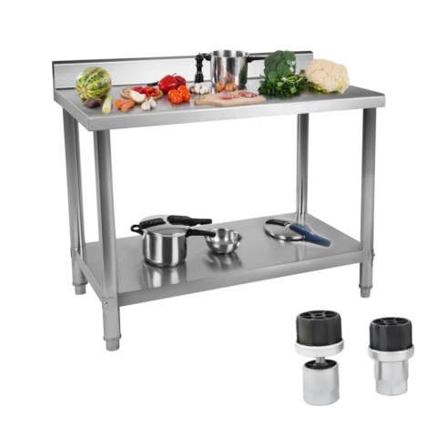 Stół do kuchni blat roboczy ze stali nierdzewnej z rantem i dolną półką 120x60cm Royal Catering