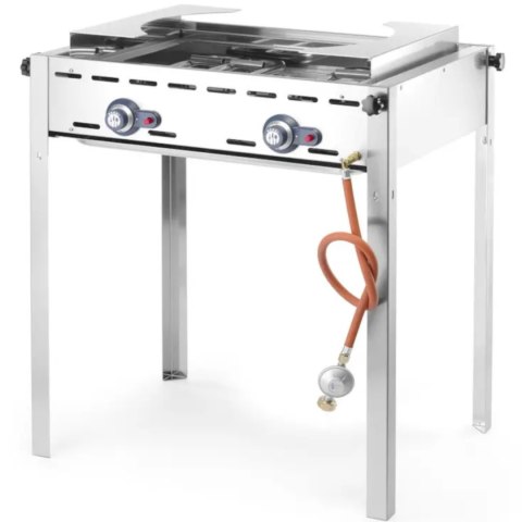Grill gazowy "Green Fire" 2 palniki 11,6kW z osłoną i półką - Hendi 149508 Hendi