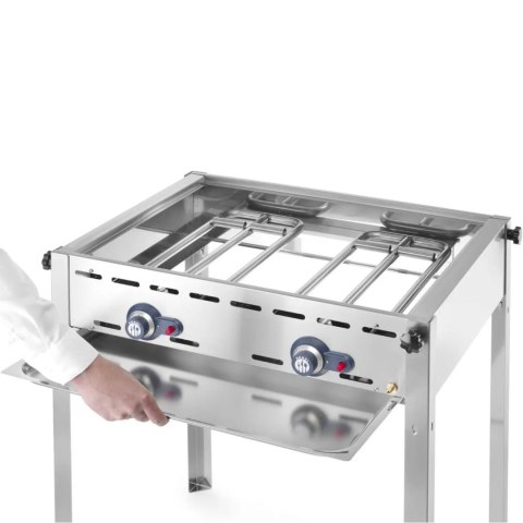 Grill gazowy "Green Fire" 2 palniki 11,6kW z osłoną i półką - Hendi 149508 Hendi