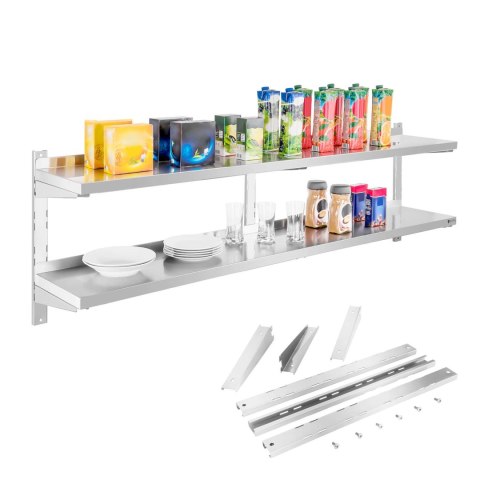 Półka ścienna stalowa wisząca podwójna z regulacją 180cm Royal Catering