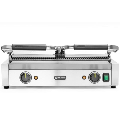 Kontakt grill kontaktowy ryflowany podwójny 3600W - Hendi 263709 Hendi