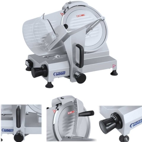 Krajalnica elektryczna do wędlin i sera z ostrzałką 150W śr. 250mm Royal Catering