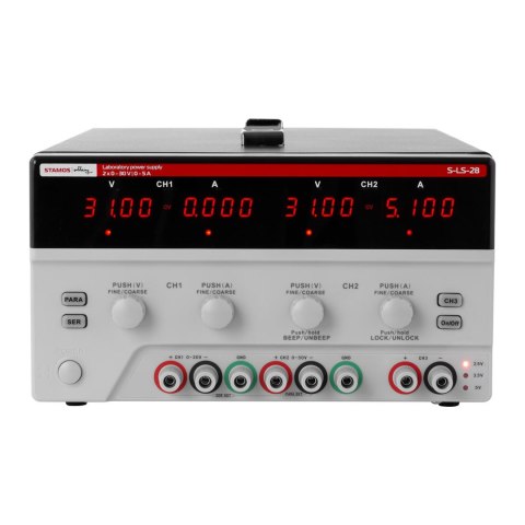 Zasilacz laboratoryjny 3 kanały 0-30VDC 0-5A S-LS-28 Stamos Soldering