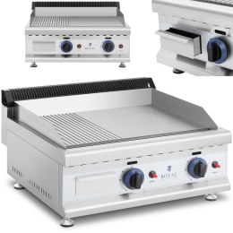 Grill gazowy podwójny gładki ryflowany nierdzewny na gaz ziemny 2x 3.1 kW 0.02 bar 60 x 40 cm Royal Catering