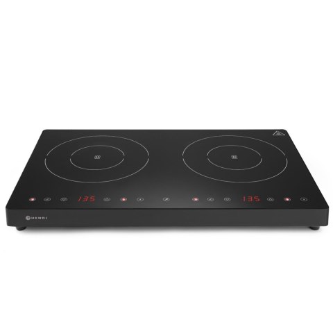 Kuchenka indukcyjna nastawna z panelem dotykowym 2 pola grzewcze Black Line śr. 22 cm 3500 W - Hendi 239414 Hendi
