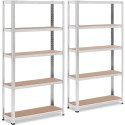 Regał magazynowy metalowy 5 półek 875 kg 90 x 30 x 180 cm szary 2 szt. MSW