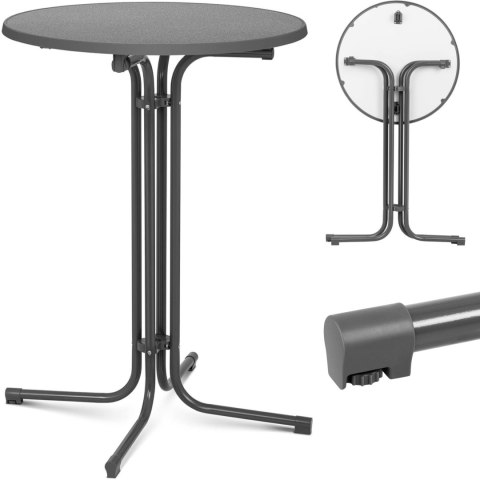 Stół stolik barowy okrągły wysoki składany śr. 80 cm wys. 110 cm szary Royal Catering