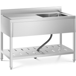 Zlew basen gastronomiczny jednokomorowy z półką i rantem prawy 120 x 60 x 94,5 cm Royal Catering