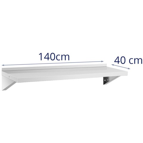 Półka ścienna wisząca kuchenna ze stali do 80 kg 120 x 40 cm Royal Catering