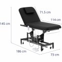 Łóżko stół kosmetyczny do masażu elektryczny 2 silniki 200 kg LYON - czarny Physa