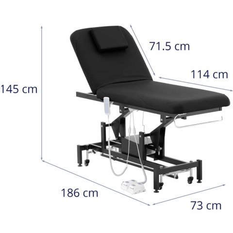 Łóżko stół kosmetyczny do masażu elektryczny 2 silniki 200 kg LYON - czarny Physa