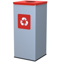 Metalowy kosz do segregacji śmieci 30x30x70cm 60L METAL - pokrywa czerwona GSG24