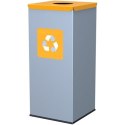 Metalowy kosz do segregacji śmieci 30x30x70cm 60L PLASTIK - pokrywa żółta GSG24