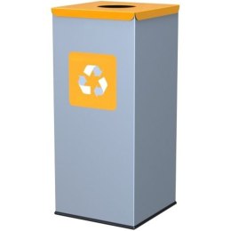 Metalowy kosz do segregacji śmieci 30x30x70cm 60L PLASTIK - pokrywa żółta GSG24